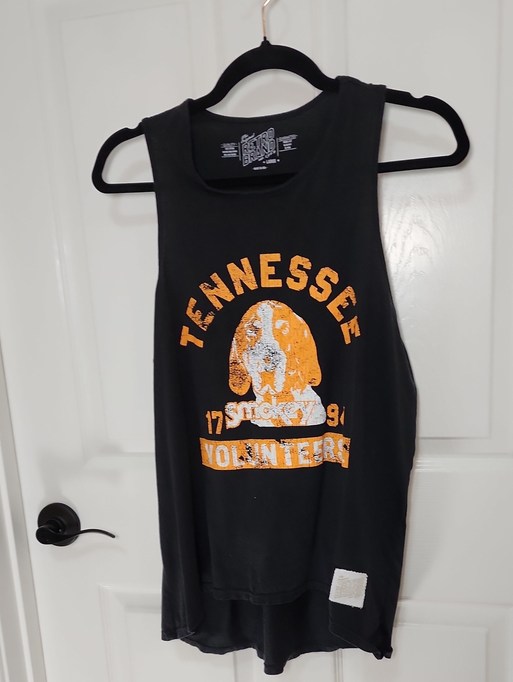 Original Retro Brand Black Tank Top with Orange Tennessee Volunteers Graphic